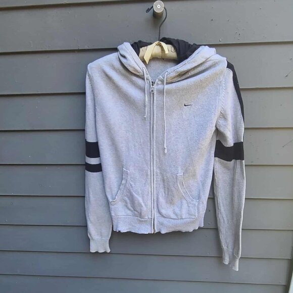 Nike Navy Gray Zip Up Cardigan Sweater with Hood size Medium - Picture 4 of 10